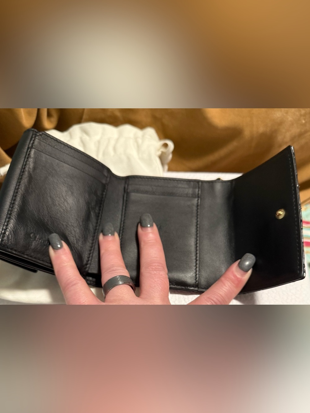 Dior Black Patent Quilted Trifold Wallet Gold tone Dior Charms! In Dustbag & COA - Picture 8 of 16